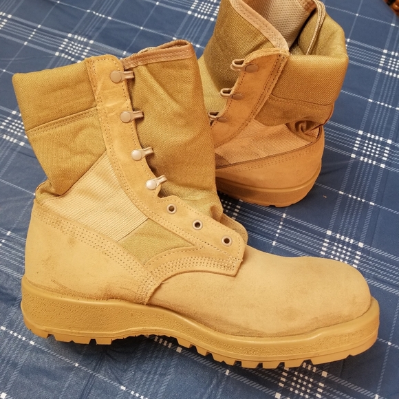 ALTAMA tan NWT 14.5 N suede steel toe lace up combat desert boots main image 4